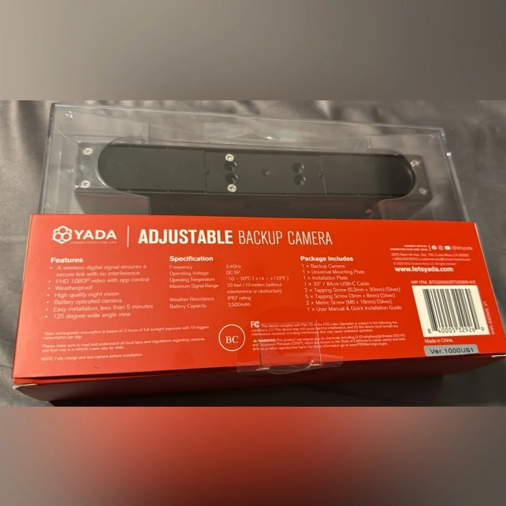 Yada 1080p Full HD Wireless Portable Backup Camera, App with via Bluetooth&Wi-Fi - Picture 2 of 3